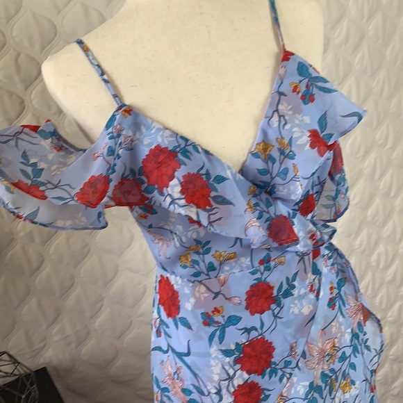 Bardot Blue Chiffon Floral Maxi - size 4 & 12 - Picture 8 of 11